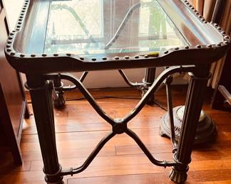 METAL, WOOD, GLASS END TABLE -- 2 AVAILABLE