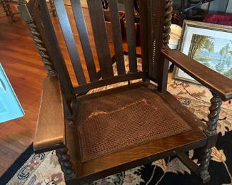 ANTIQUE BARLEY TWIST WOOD ROCKER