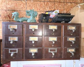 Vintage Wooden Card File Cabinet