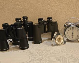 Vintage Binoculars & Clocks