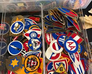 (Left bin) WW2 Patches, (Right bin) Misc. military patches