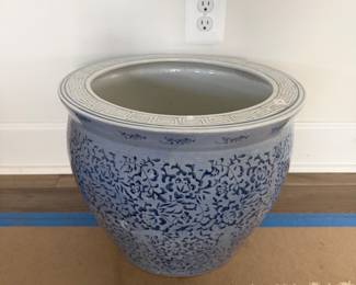 1940s Blue and White Chinese Planter Fish Bowl