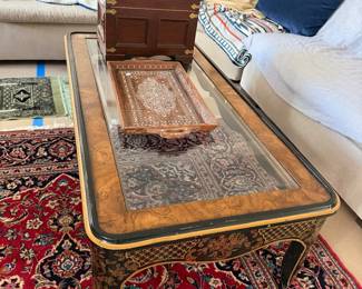 Chinoiserie Glass top Coffee Table