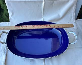 Chantal Cobalt Blue Enamel-on-Steel Oval Roasting Pan/Sauté Casserole