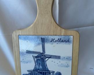 Delft Style Holland Windmill Ceramic Tile Trivet