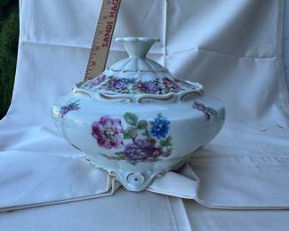 Dresden Floral Porcelain Soup Tureen with Lid
