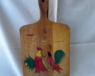 Wooden Hand Painted Rooster Cutting Board/Trivet 