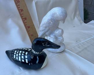 Vintage Ceramic Loon & Eagle Figurines 