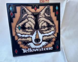 Masterworks Handcrafted Yellowstone Wolf Tile Trivet 