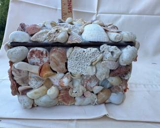 Handmade Sea Shell Covered Trinket Box 
