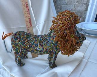 Beadworx Grassroots Creations Handmade Beaded Wire Lion Figurine