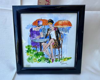 La Vie Parisienne Framed Art Deco Ceramic Tile Print 