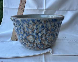Red Wing #7C Ribbed Spongeware Stoneware Mixing Bowl