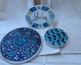 "Shalom" Israeli Studio Art Pottery Set 