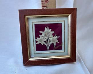 Miniature Framed Edelweiss Needlepoint 