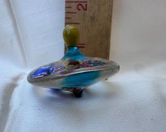 Hand Blown Art Glass Miniature Spinning Top Glass