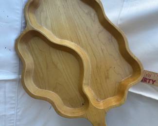 Stanwood Trays Two Compartment Maple Wooden Leaf Serving Board