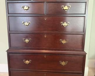Craftique of Mebane, NC Mahogany Tall Dresser 54”x39”x21”  This is a presale item $1000