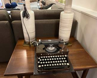 Matching table lamps, type writer