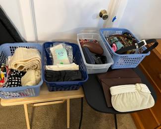 Scarves, gloves, clutches, belts, wallets