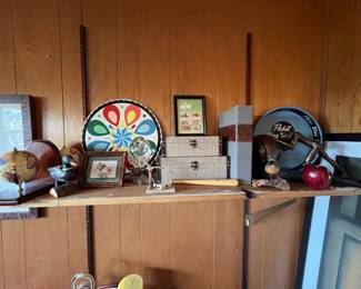 World Book Ends, Pabst Tray, bird figures, desk boxes
