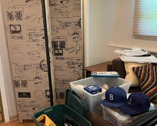 Room divider, vintage baseball memorabilia
