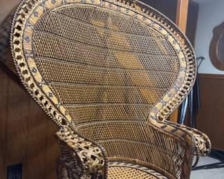 1970's Vintage Emmanuelle Wicker Rattan Peacock Chair