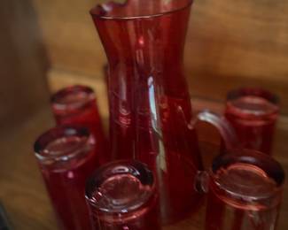 Vintage pitcher and glasses