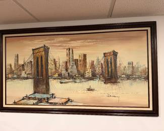 Vintage Mcm Art Brooklyn bridge artist is Duchamp