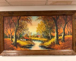 Art work oil in canvas fall scene