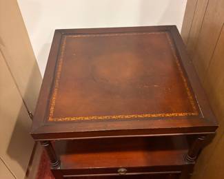 Leather inlaid end table