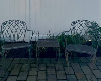 Wrought Iron Chairs & Side Table