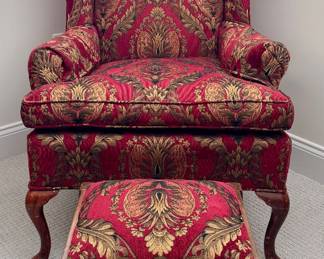 Upholstered Armchair & Matching Ottoman
