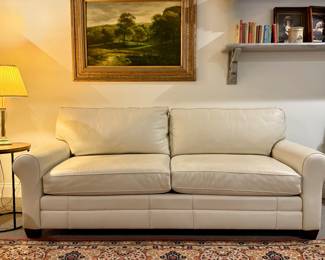 Ivory Leather Basset Sofa