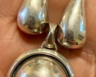 Simon Sebbag Designs 925 Teardrop Earrings and Artie Yellowhorse Silver Shadow Box Dome Pendant
