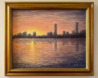 "Boston by Twilight" Oil on Canvas, Signed N. Jordan