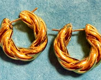 David Yurman 18K Braided Hoop Earrings
