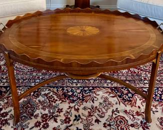 Vintage Pie Crust Tray Top Coffee Table