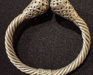 David Schorr Sterling & 18K Hinged Cuff