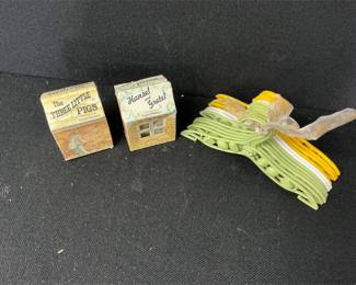 Vintage Baby Clothes Hangers & Books