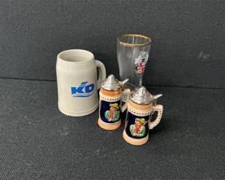 Beer glass and steins