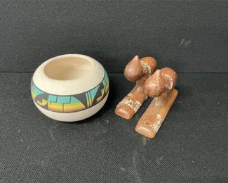 Native American Pottery Bowl and Duck Corbels