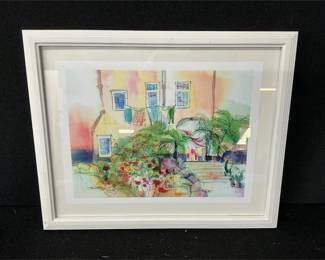 Framed Watercolor and Ink Urban Picture