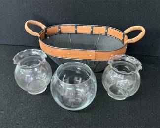 Basket and Glass Bowl Vases