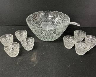 Pressed Glass Punch Bowl Set