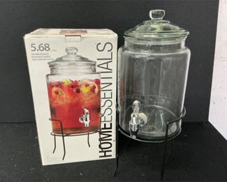 Glass drink dispenser with stand