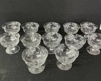 etched dessert glasses