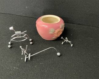 Metal Kinetic Figures & USA Pottery Vase