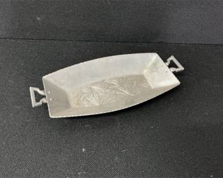 Silver Toned Tray with Floral Motif