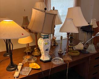 Desks, lamps